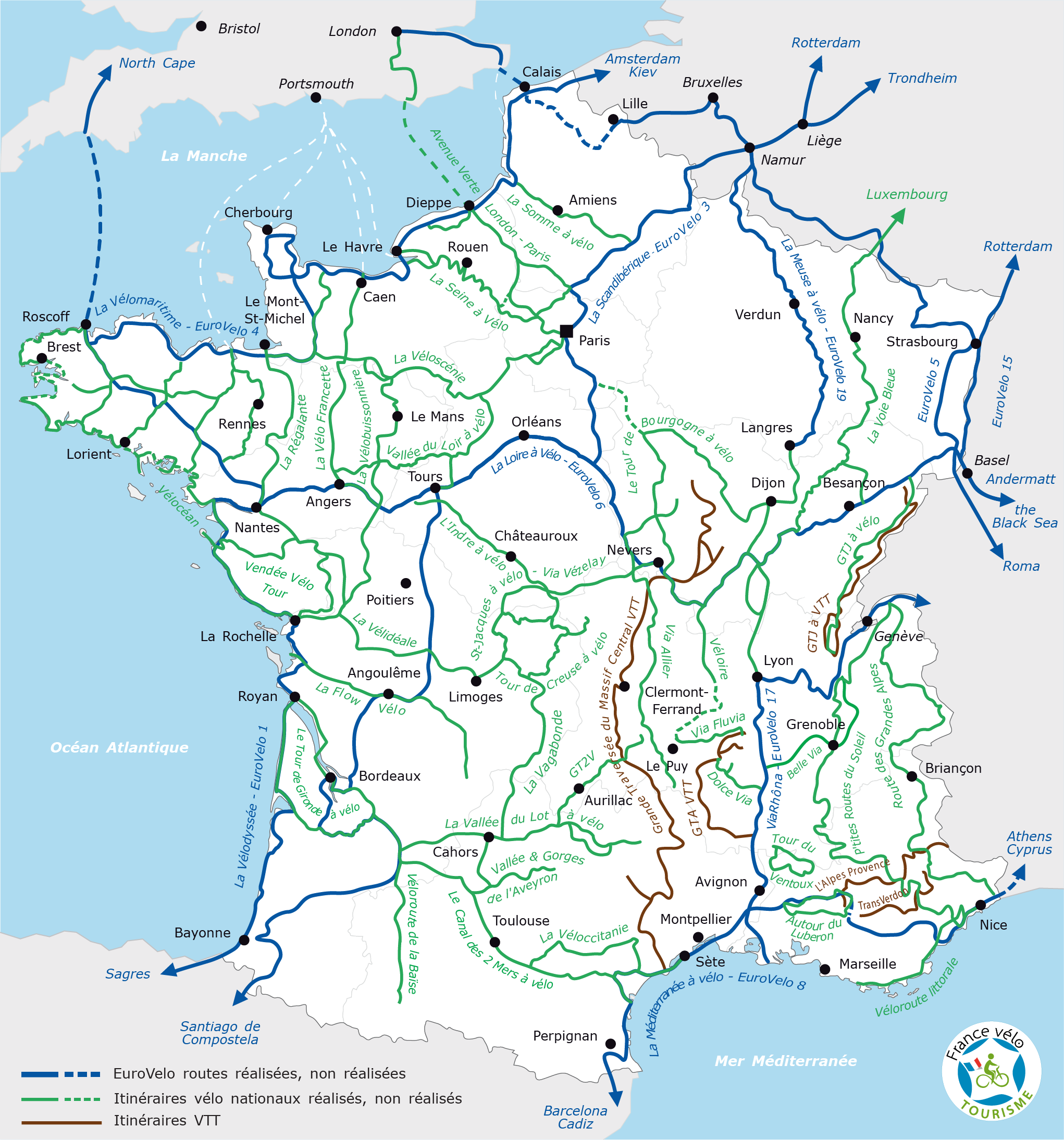 Carte de France Vélo Tourisme 2024